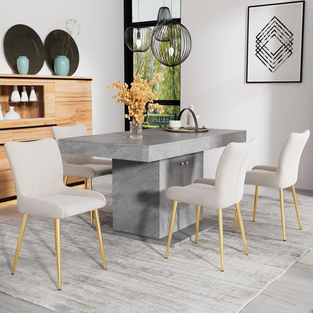 Set di 6 sedie da pranzo in velluto - Xylo - Supporto lombare gambe in metallo dorato