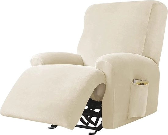 Protezione per divano 4 pezzi - Protezione per poltrone - Protezione per mobili - Materiale in velluto soffice - Forma universale - Beige