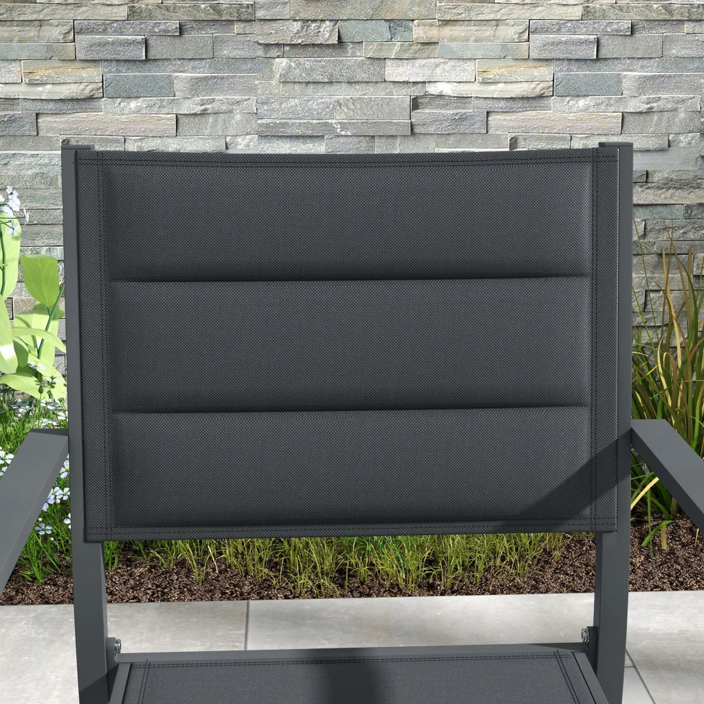 Sedia da giardino impilabile con braccioli ¨C zephmum ¨C Alluminio e textilene, set 4 pezzi, grigio