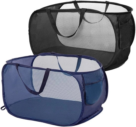 Due pop-up asciugamani pieghevoli, dimensioni 36x36x58cm, pannelli pieghevoli con maniglia, rete a maglia di apertura per aria; asciugamani pieghevoli per uso domestico, campeggio e viaggi