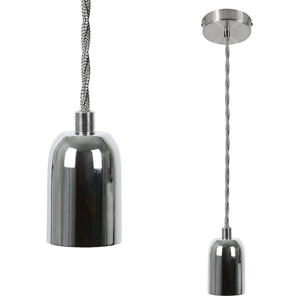 Lampada a sospensione ZMH metallo argentato diametro 10 cm E27 cavo Edison industriale retr¨° lunghezza 1.3 metri
