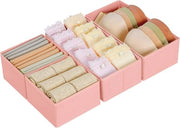 Set di organizzazione per la stanza dei vestiti da 4 pezzi - Scatole pieghevoli per intimo, calze, cravatte e cinture - Rosa
