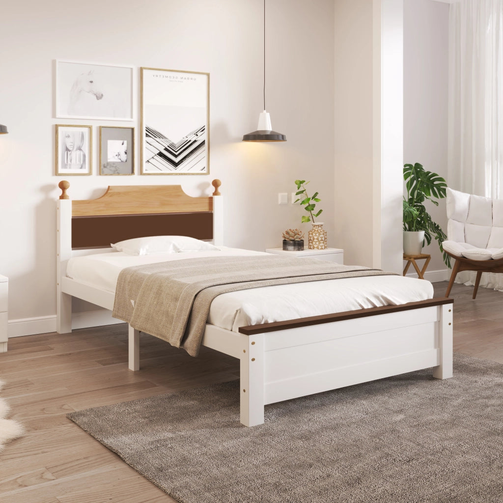 LETTO Singolo 90x200 cm Bianco in pino e MDF