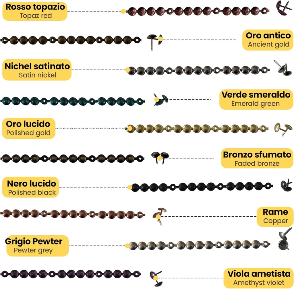 Lista Tappezzeria 1m + 20 Chiodi | Restauro Mobili Divano Sedia Poltrona | Rame