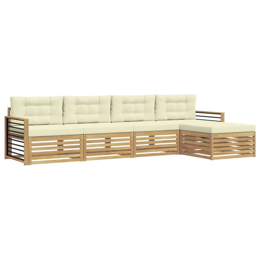 Set di divani da esterno 5 pz Bianco e Crema Poliestere 3390335