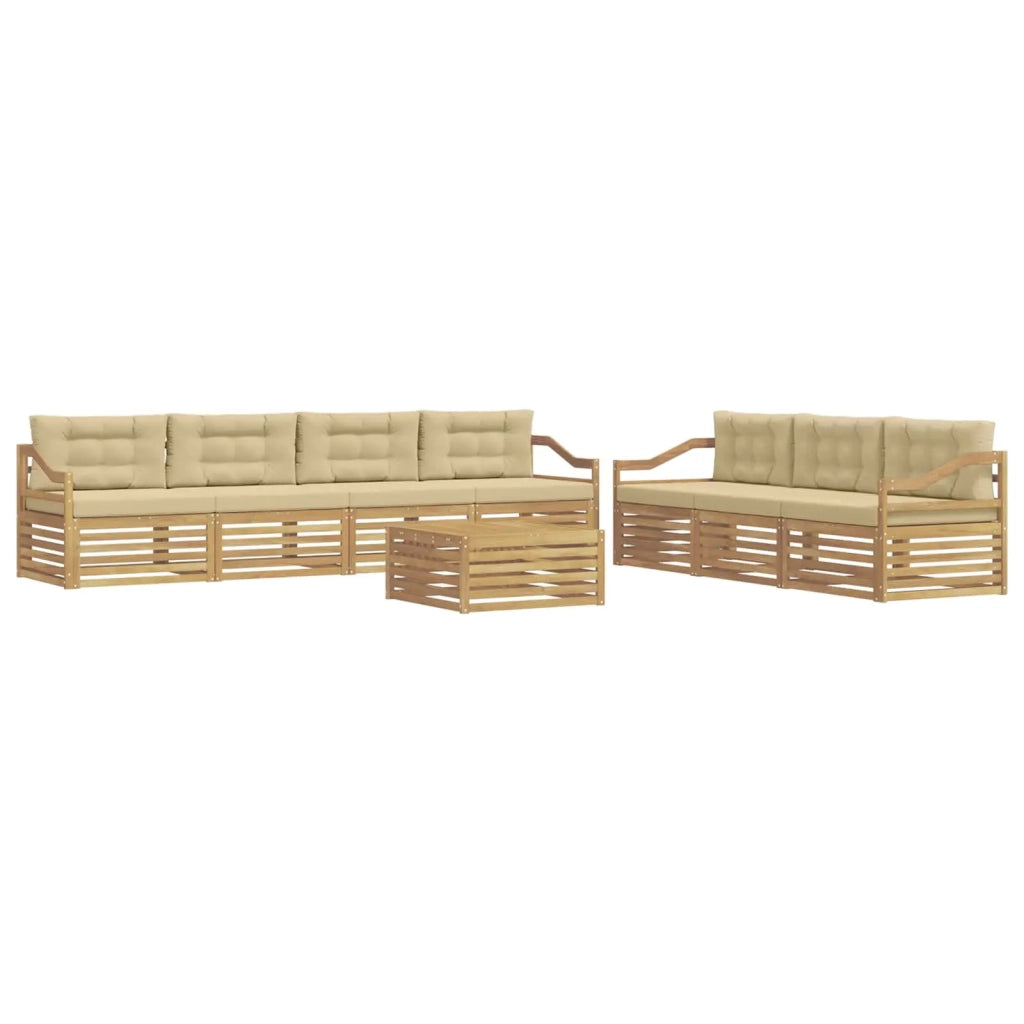 Set di divani da esterno 8 pz Bianco e Beige Poliestere 3390183