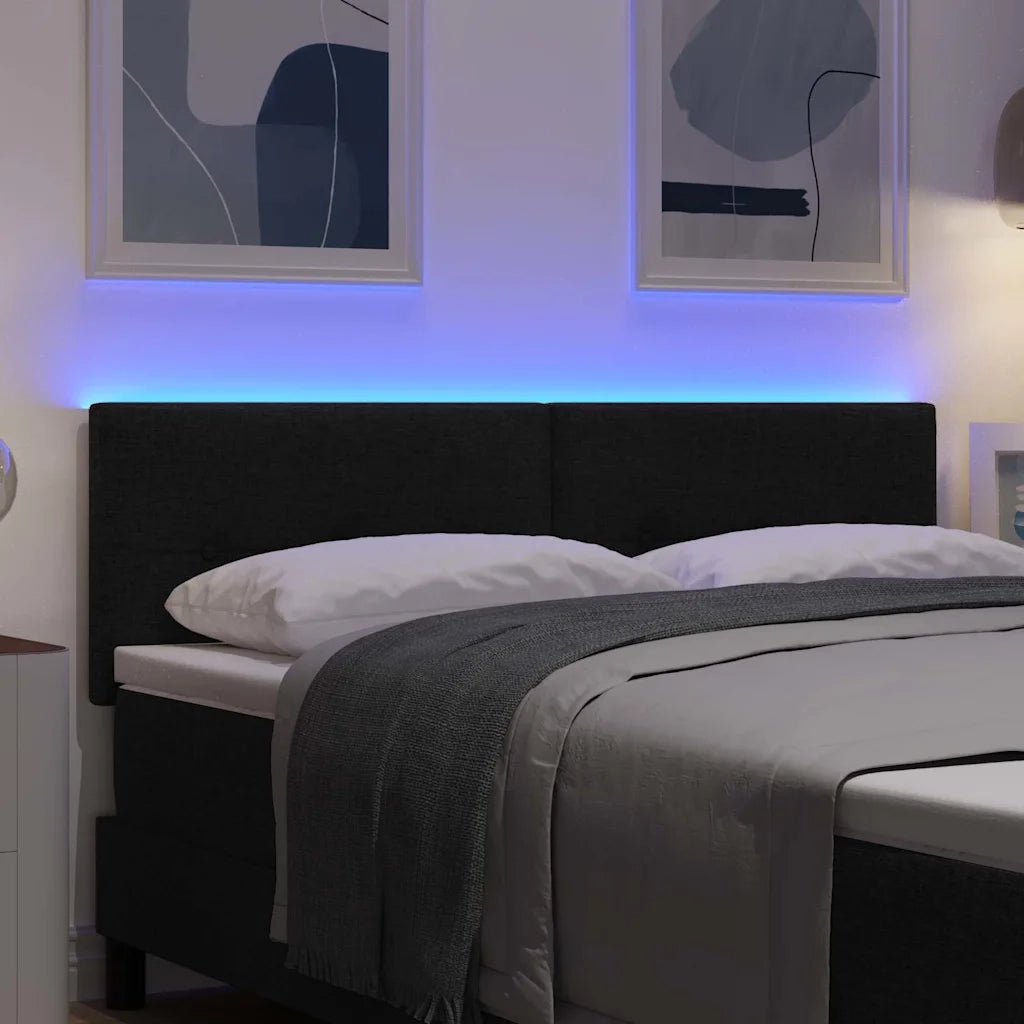 Testiera | Testata LED con strisce LED con Testiera | Testata Nero 160 cm Tessuto