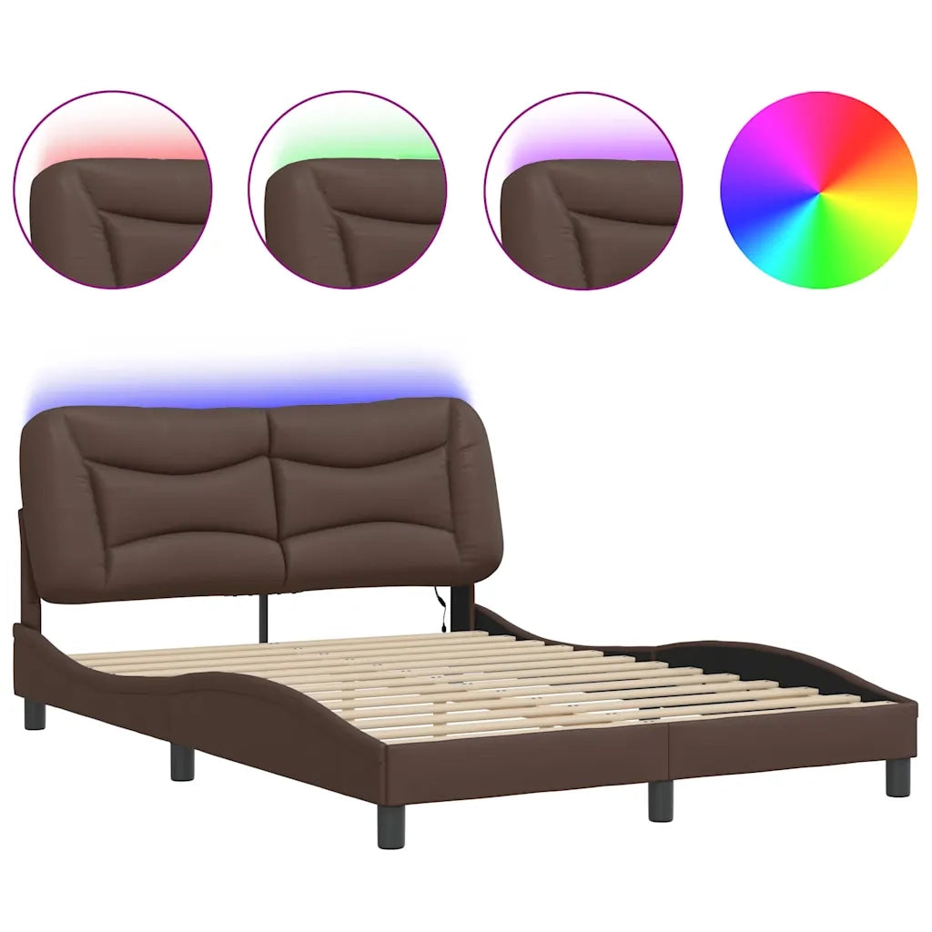 Giroletto con LED senza Materasso-Struttura Letto Hvar Marrone 140x190 cm