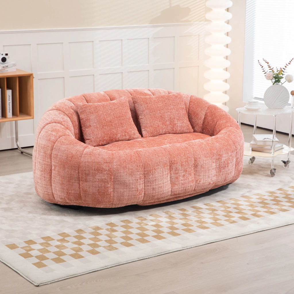 Sitzsack letto morbido in chenille rosa, divano lounge a due posti con imbottitura in memory foam, 150x95x63 cm