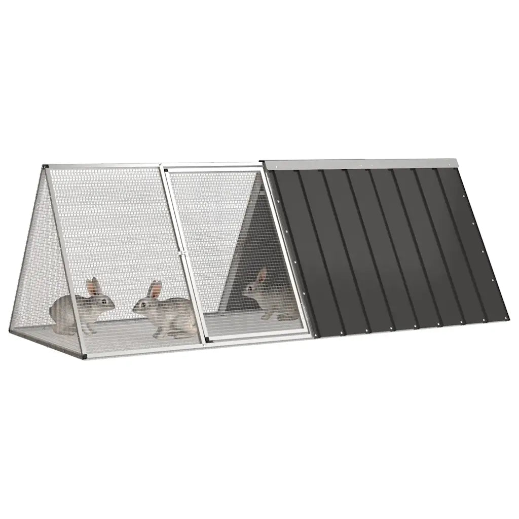 Gabbia per Conigli Antracite 201,5x80,5x71 cm Acciaio Zincato CFW7124153