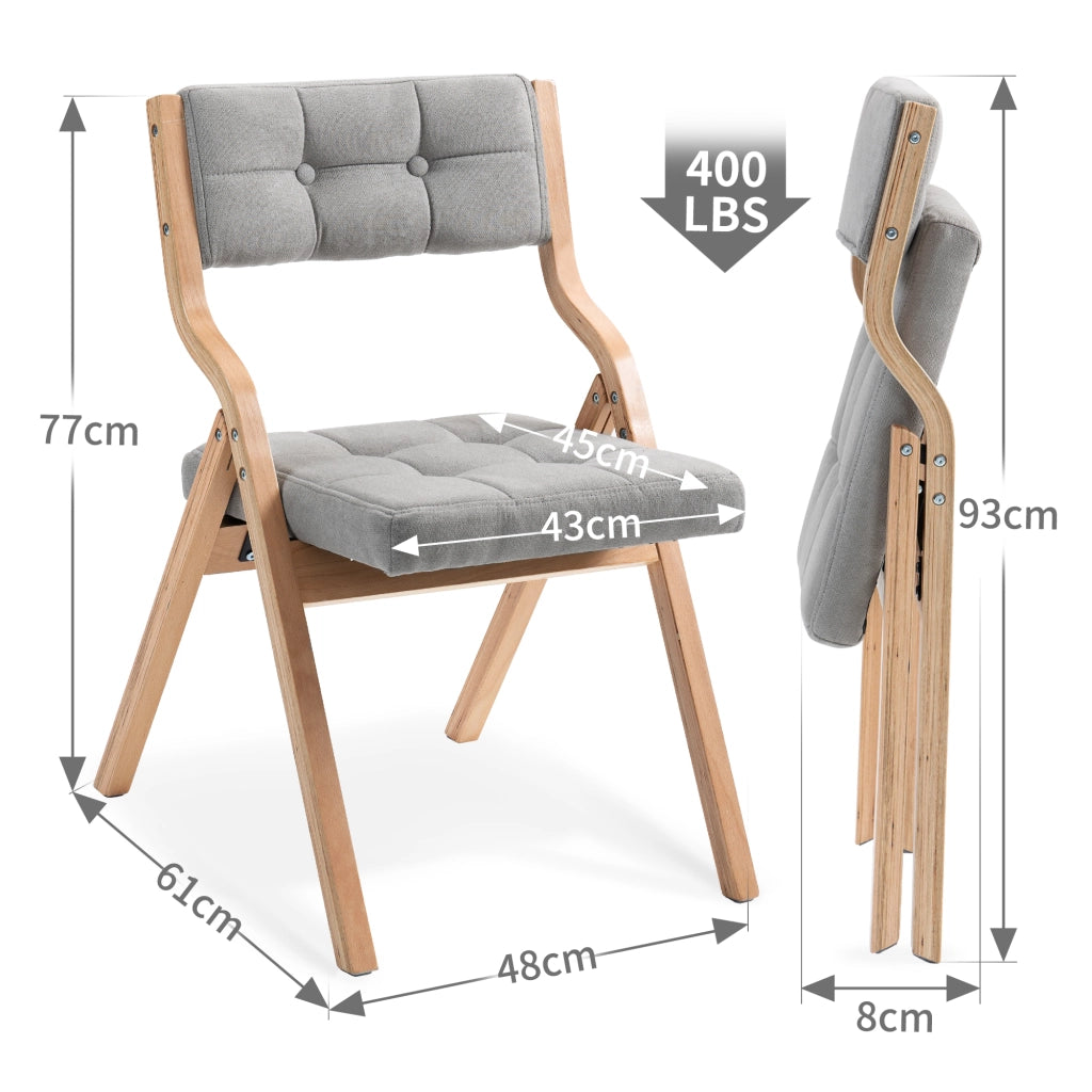 SEDIA Pieghevole Imbottita Set da 2 pezzi Grigio Legno