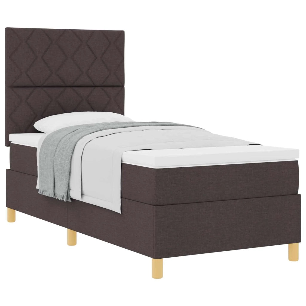 Letto a molle con materasso Marrone Scuro 100 x 200 cm Tessuto 3339675