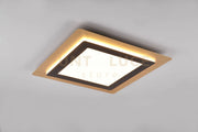 MORGAN PLAFONIERA A LED 46W 6000lm, 2700 - 6500K ORO QUADRATA BORDO METALLO NERO ILLUMINATO CON TELECOMANDO MULTIFUNZIONE 45CM X 45CM DIMMERABILE