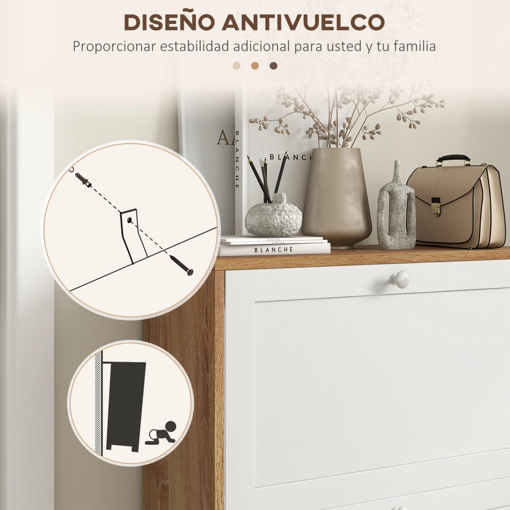 Scarpiera salvaspazio ¨C Xylo ¨C 2 ante, 12 paia, legno bianco e naturale, 60x24,5x75,5 cm