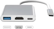 Adattatore USB-C HDMI 3 in 1 con porte HDMI + USB 3.0 + USB-C