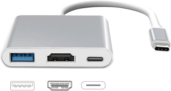 Adattatore USB-C HDMI 3 in 1 con porte HDMI + USB 3.0 + USB-C