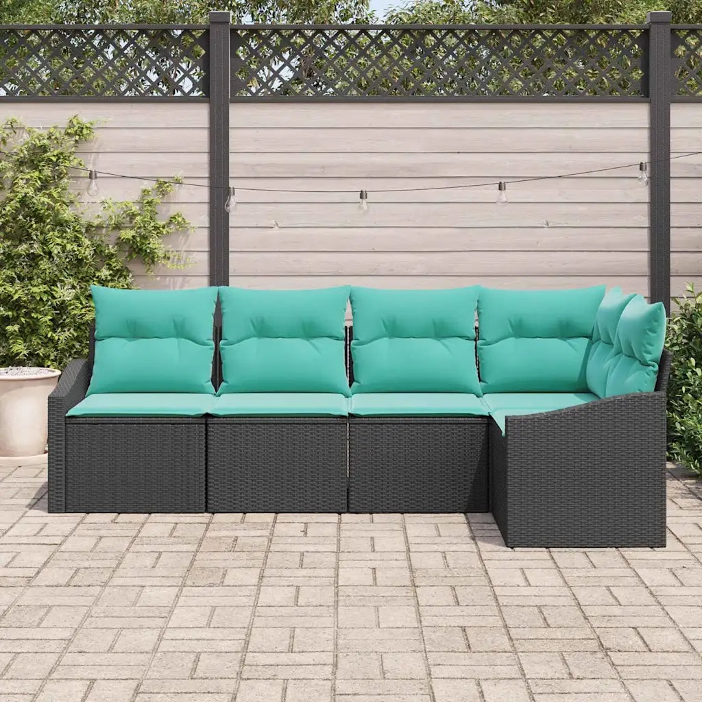 Set di divani con cuscino 5 pcs Nero polyrattan 3346726