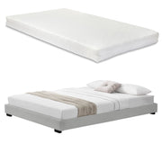 Corium Struttura Letto Imbottito con Materasso a Schiuma Fredda 180 x 200 cm Letto Matrimoniale con Rivestimento in Similpelle con Materasso Anallergico - Bianco
