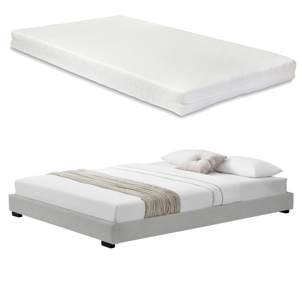 Corium Struttura Letto Imbottito con Materasso a Schiuma Fredda 180 x 200 cm Letto Matrimoniale con Rivestimento in Similpelle con Materasso Anallergico - Bianco