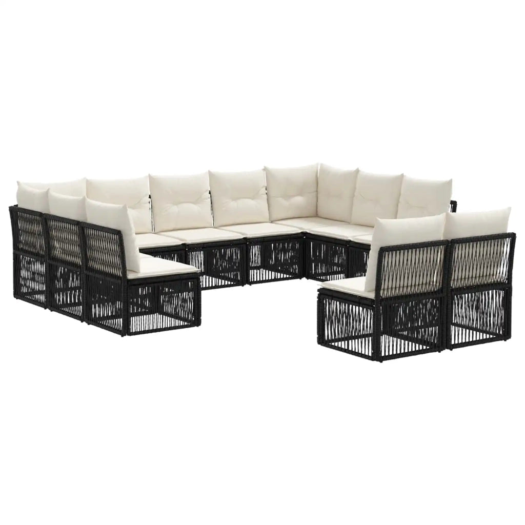 Set Divano da Giardino 11 pz Nero polyrattan 3434374