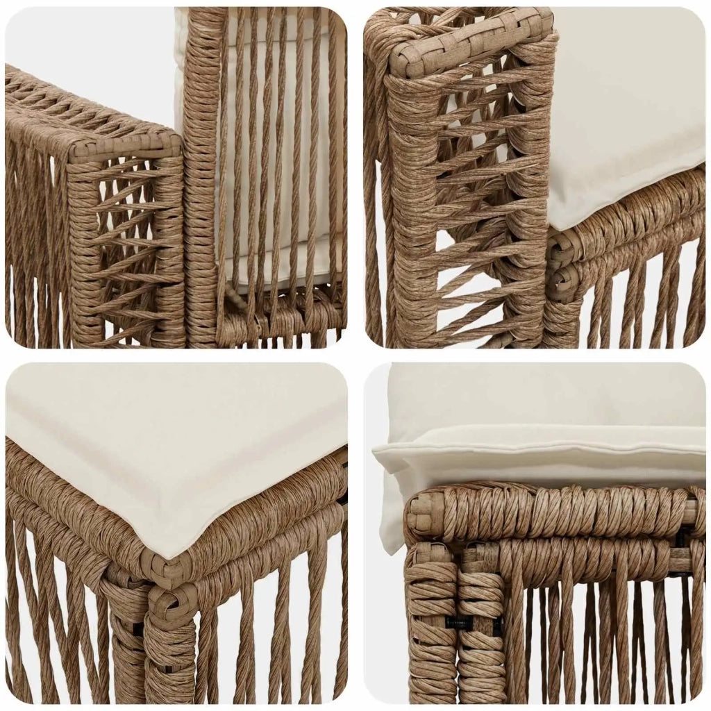 Set Divano da Giardino 4 pz Beige e Bianco Crema polyrattan 3435048