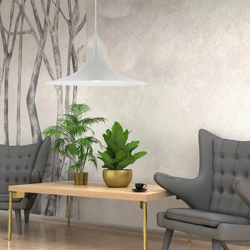 Trade Shop - Lampadario A Sospensione Stile Contemporaneo In Metallo Decorativo Luce E27 B98 - Bianco