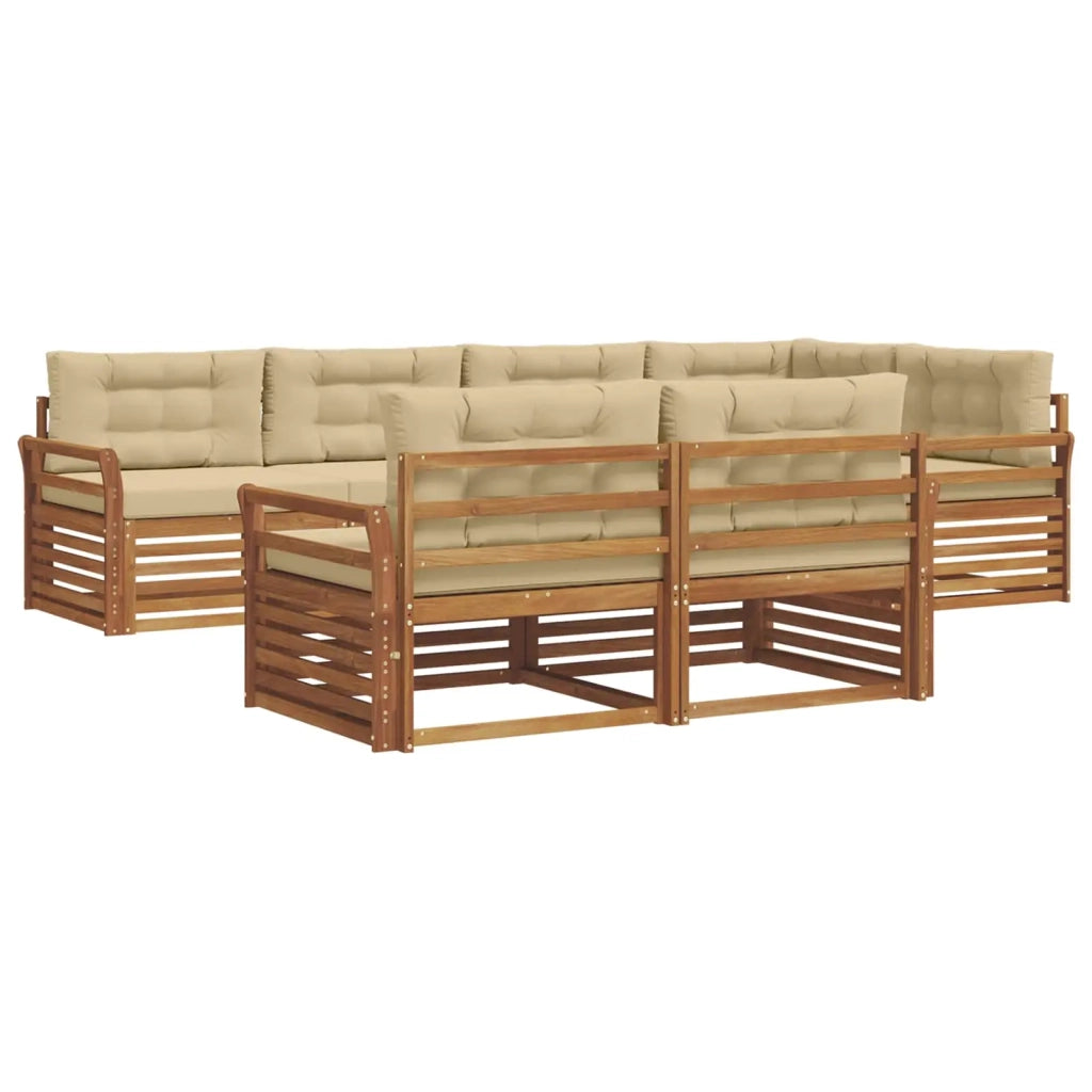 Set di divani da esterno con cuscino 7 pcs Naturale e Beige 3373623