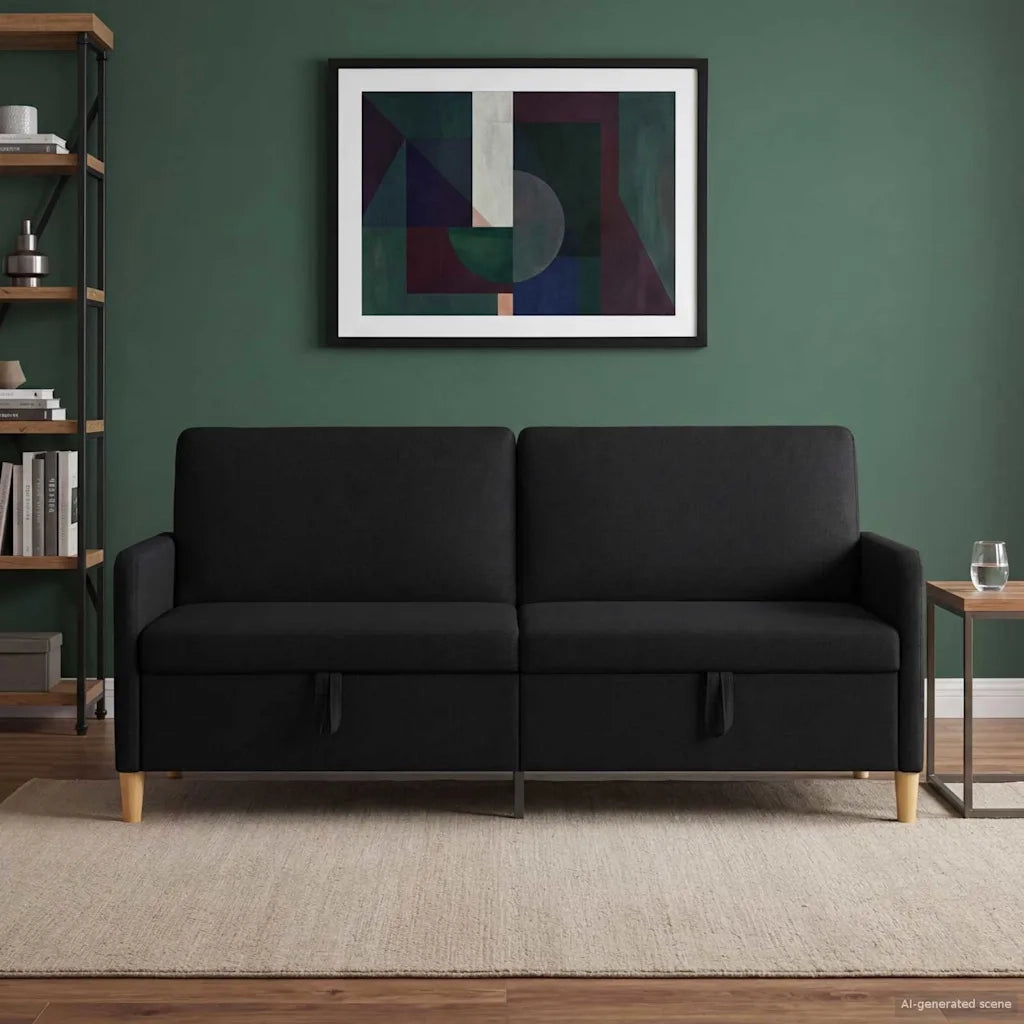 Divano con Storage Nero 192 x 78 x 87 cm Poliestere 42036977