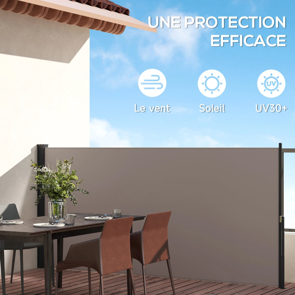 Paravento Rettrattile ¨C Zephmum ¨C Grigio 3x1.4m Polyester Anti UV