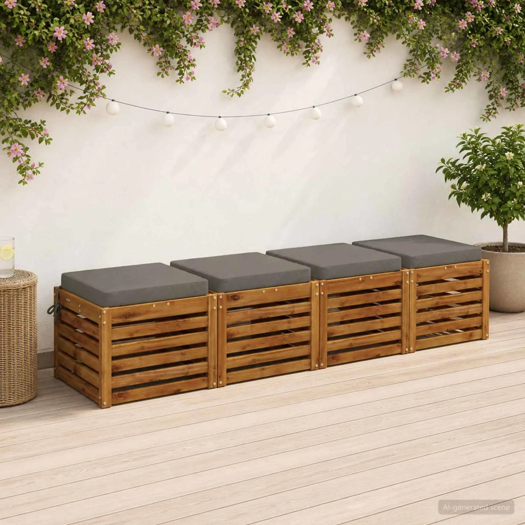 Cuscini per Sedia in 4 Pezzi SOEST 4 pz 100% Poliestere Grigio 944392