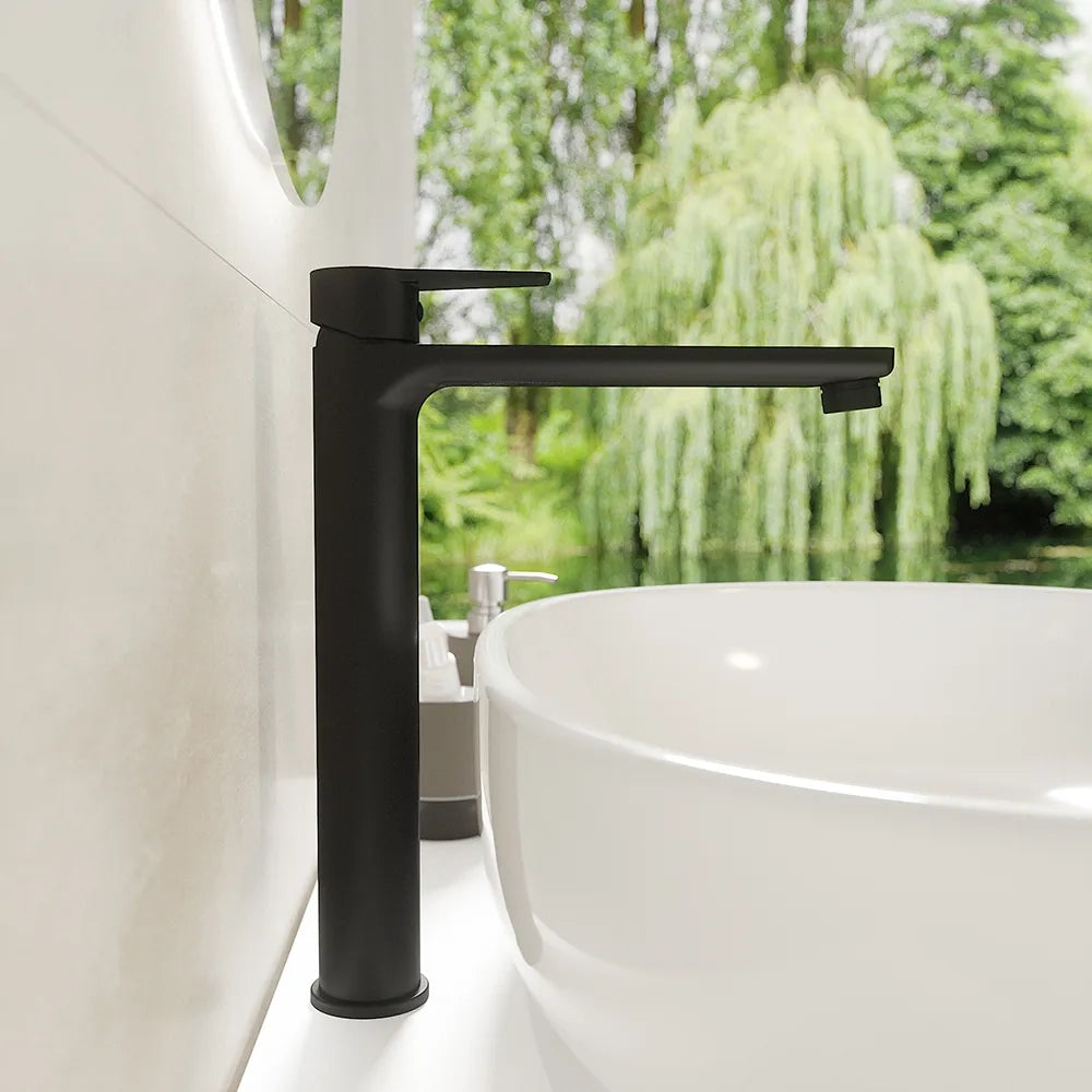 Set miscelatori: lavabo alto bidet senza scarico ed esterno doccia nero opaco | Jane