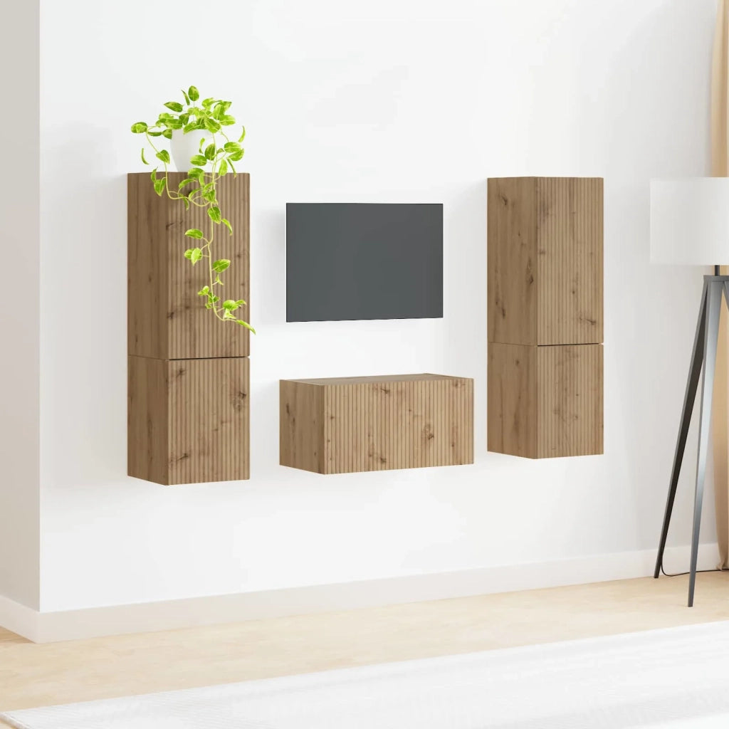 Set mobile TV 5 pcs Rovere artigianale Legno multistrato 3409104