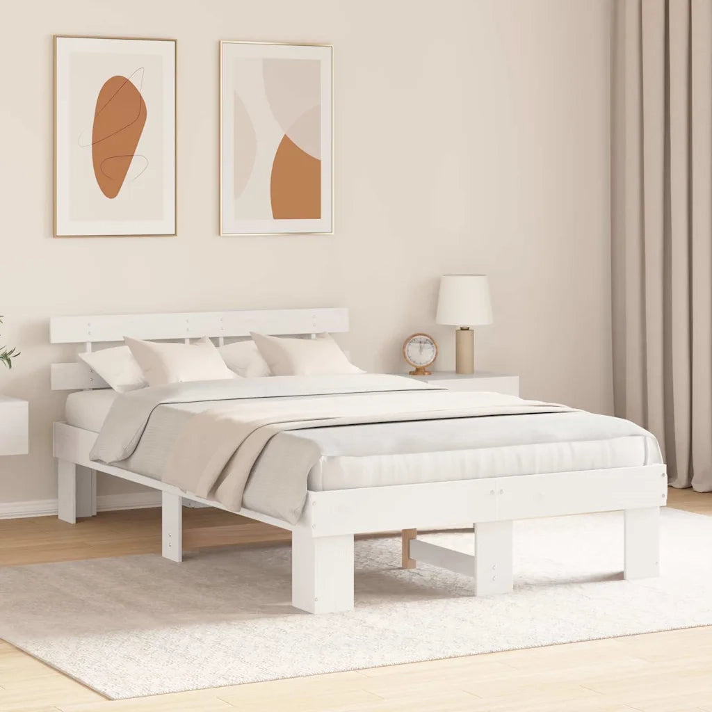 Letto matrimoniale | Letto per adulti | Struttura del letto Bianco 120 x 200 cm Pino massello
