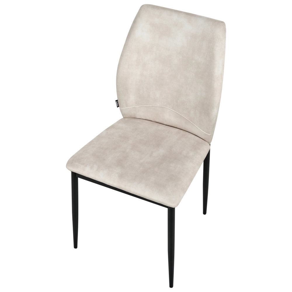 Set di 4 sedie da pranzo Rivestimento in tessuto Seduta imbottita Gambe in ferro beige chiaro