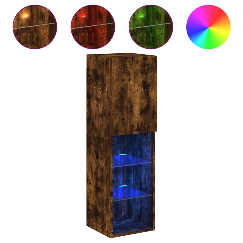 Mobile TV con Luci LED-Credenza TV-Console TV Rovere Fumo 30,5x30x102 cm