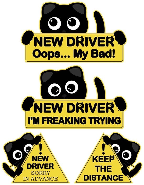 Set di magneti auto riflettenti 4 pezzi - Sticker auto decorativo - Segnali di avviso di sicurezza - Disegno riflettente - Lettere leggibili - Adatto a qualsiasi veicolo - Sticker auto.
