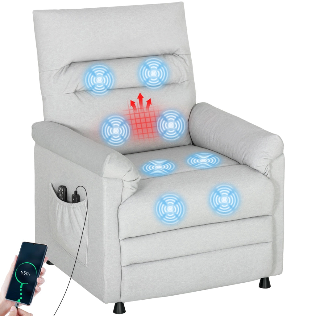 Poltrona relax elettrica massaggiante riscaldante ¨C Xylo ¨C tessuto grigio 82x99x106cm