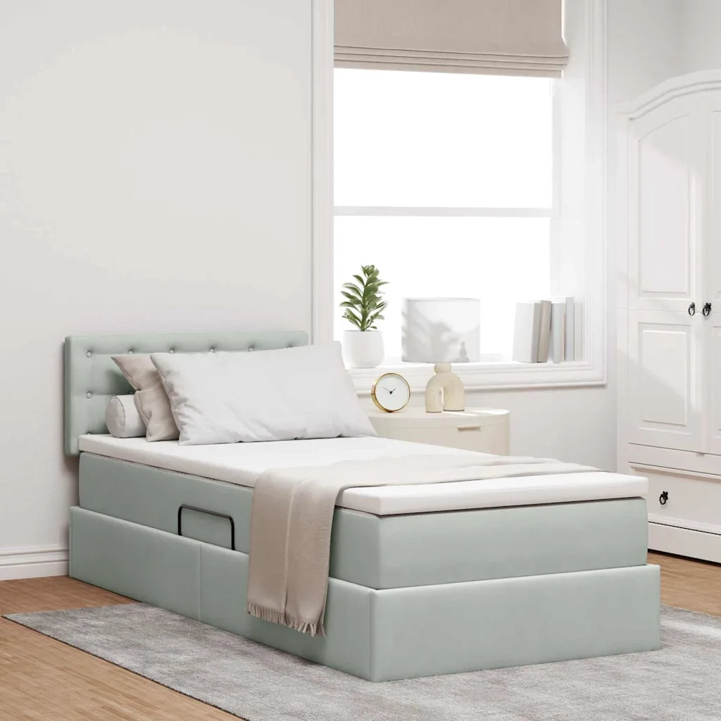 Letto con Contenitore Grigio chiaro 90 x 190 cm Velluto 3370845