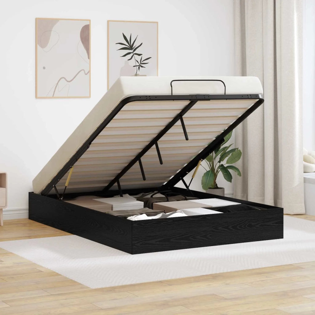 Letto ottomano Rovere Nero 193 x 120 x 25 cm Truciolare