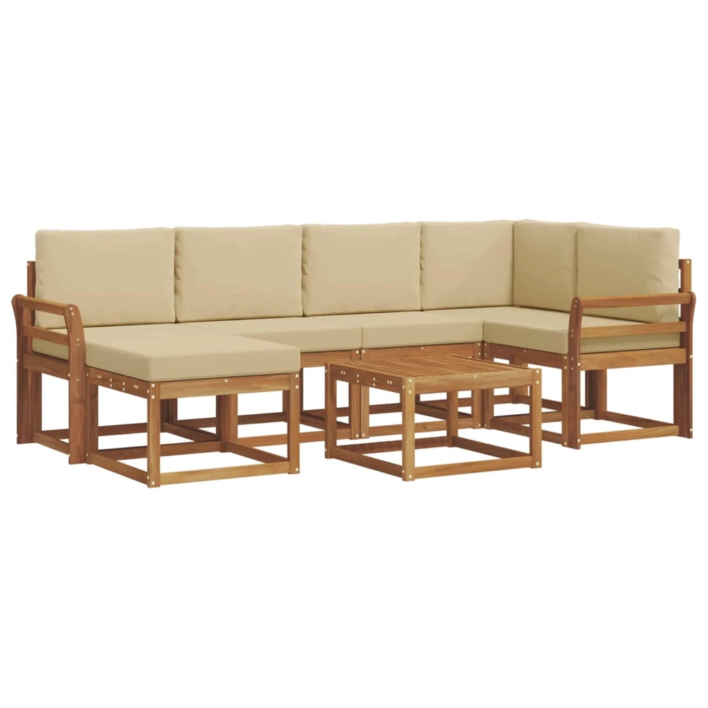 Set di divani da esterno con cuscino 7 pcs Naturale e Beige 3366676