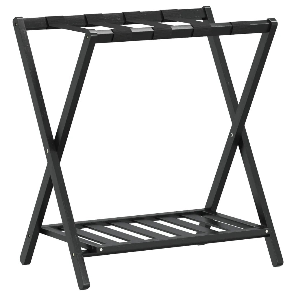 Portabagagli Nero 68x38x58 cm in Bambù 356366