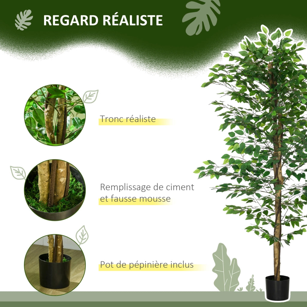Pianta Ficus Artificiale ¨C Minimal ¨C Verde 180 cm con Vaso