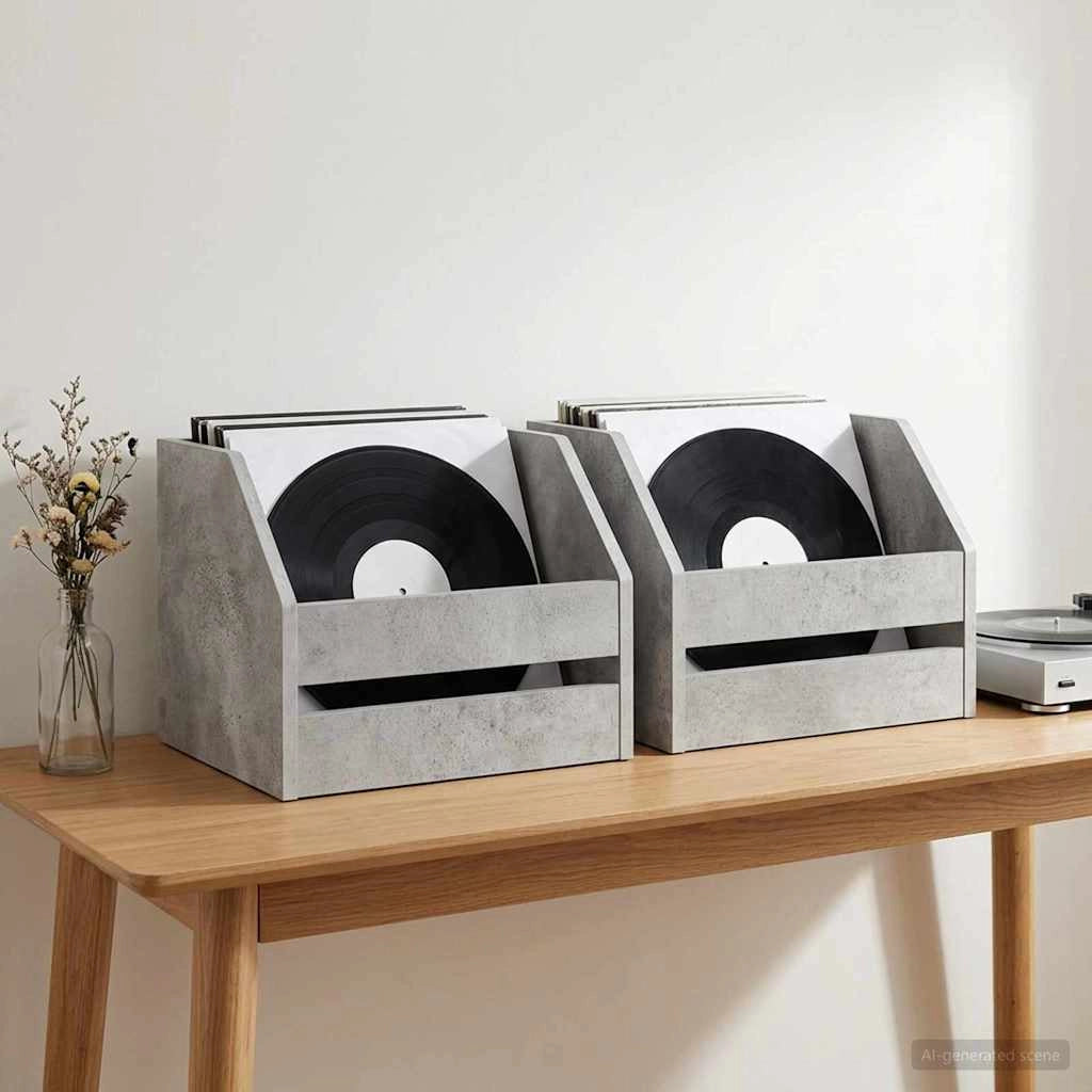 Scatola per album in vinile 2 pz Grigio Cemento 38 x 30 x 29 cm 8012817