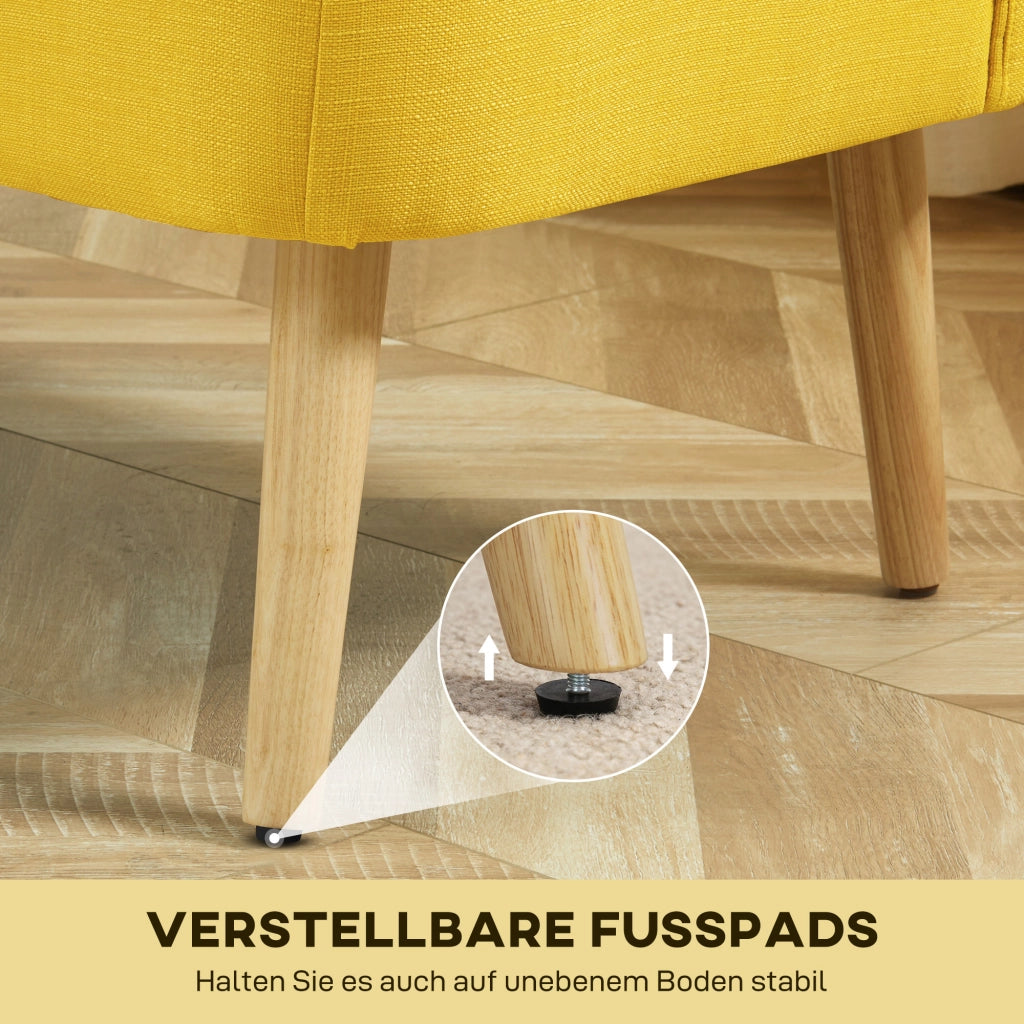 Divano 2 posti imbottito ¨C Minimal ¨C Tessuto antimacchia giallo 117x56.5x77
