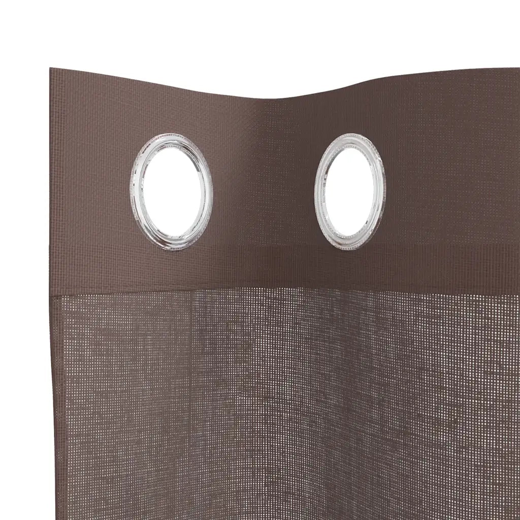 Tende in Voile con Occhielli 2 pz Marrone 140x260 cm