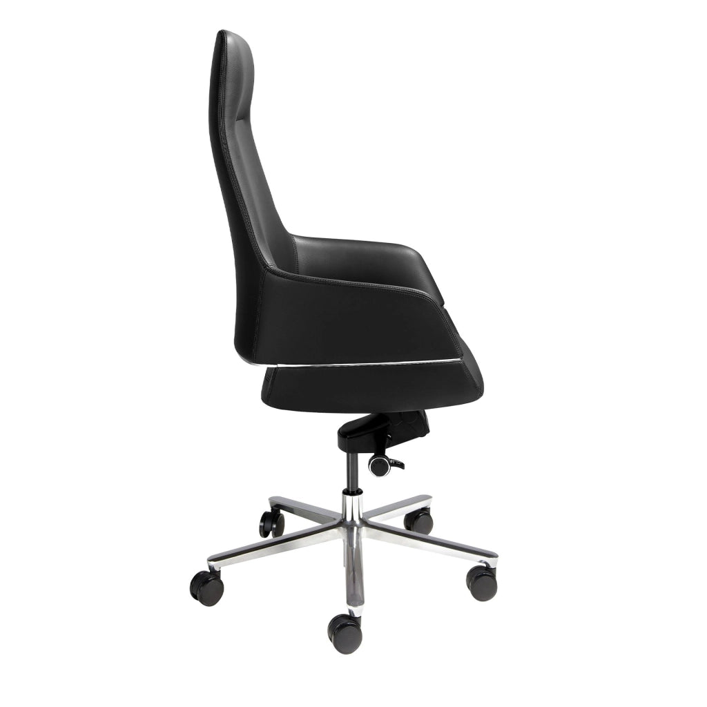 Sedia da ufficio girevole in similpelle nera