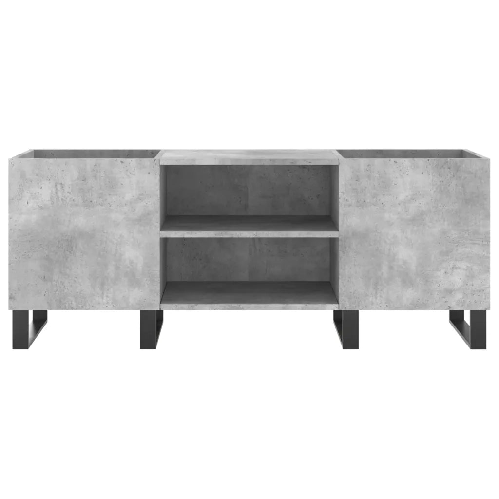 Mobile porta dischi spazioso e classico 121 x 38 x 48 cm stile industriale in legno composito grigio cemento 02_0049098