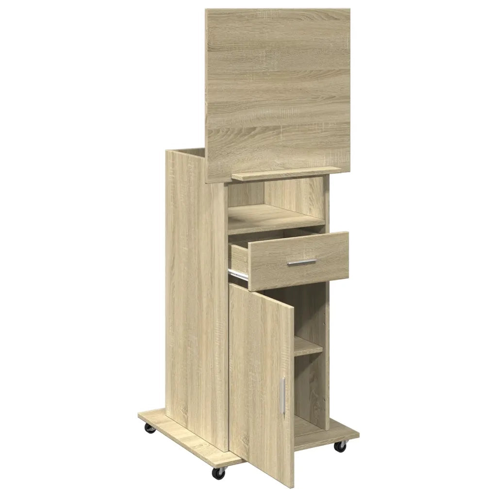 Leggio con Ruote e Cassetto Sonoma 55x55x107 cm in Multistrato CFW9887103