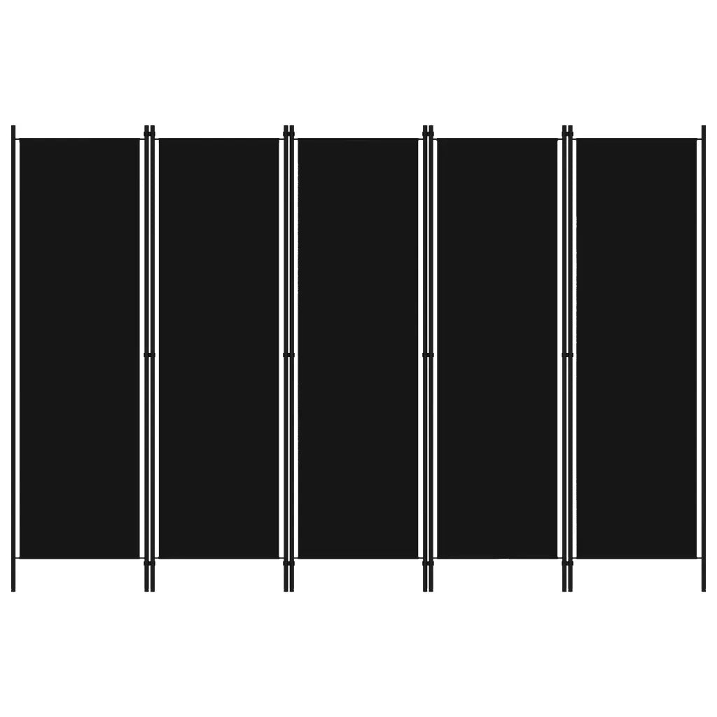 Paravento a 5 Pannelli Nero 250x180 cm 320726