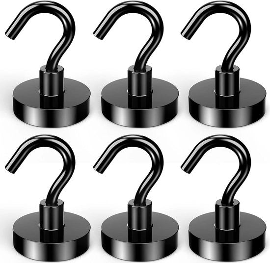 Magneetti da attacco - Haken extra resistenti - 6 pezzi - Nero